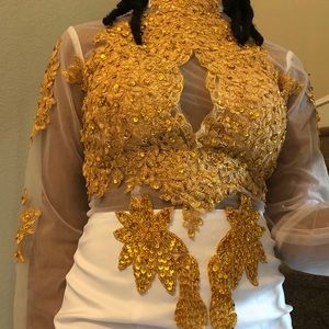 Beautiful gold & white prom dress